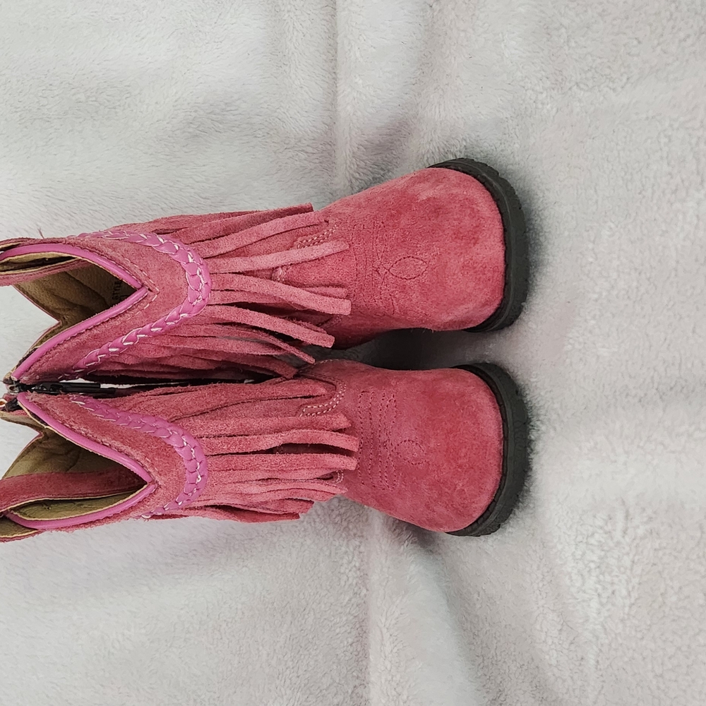 Smoky MOUNTAIN Pink Suede Boots With Fringe, Size 5 Toddler